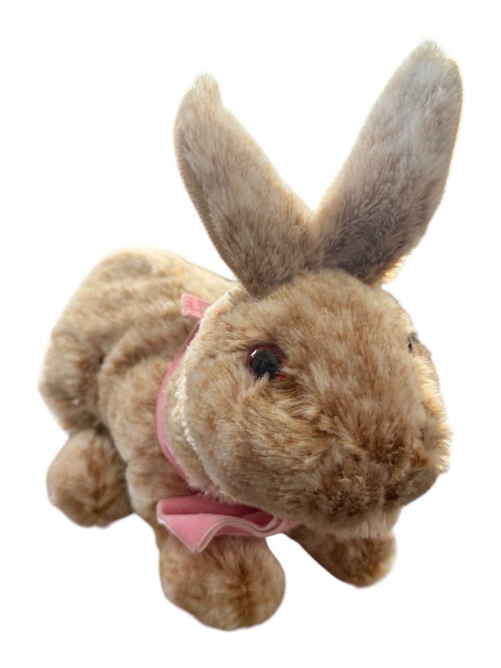 Happy Easter Crouching Bunny Plush with Pink Bow Stuffed Animal NWT